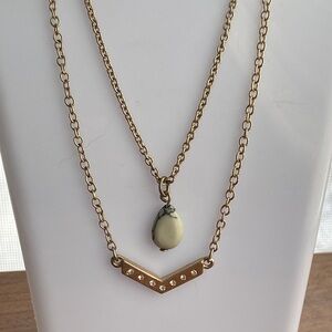 Premier Designs Gold Double Layer Necklace with Pendant